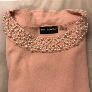 Karl Lagerfeld Light Pink Sweater with Pearls! ✨